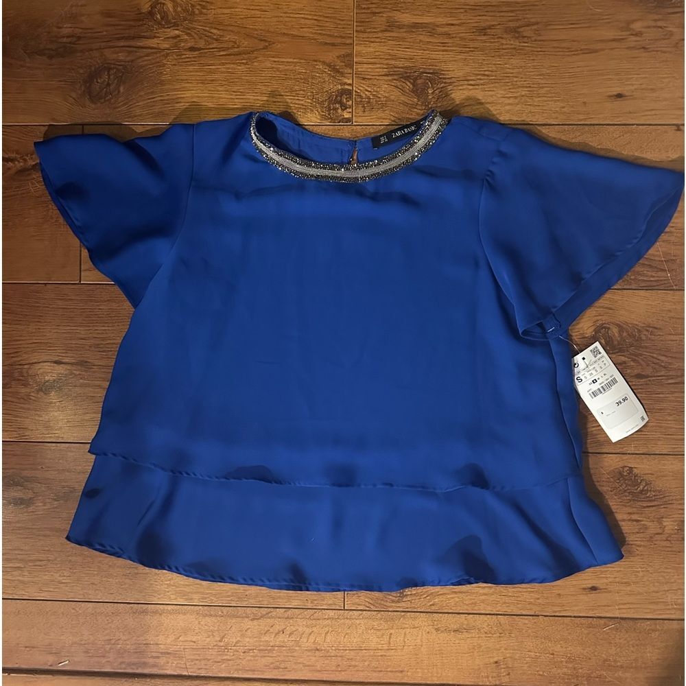 NWT Zara Basic embellished top -S